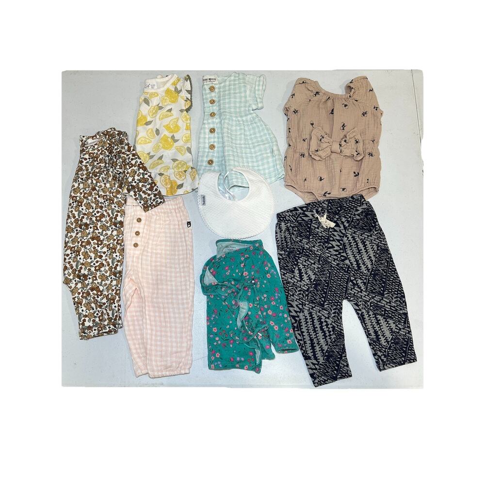 Lot Of 8 Baby Girl Mixed Brand Clothes Size 0-6 M Posh Peanut Rabbit Bear Babidu